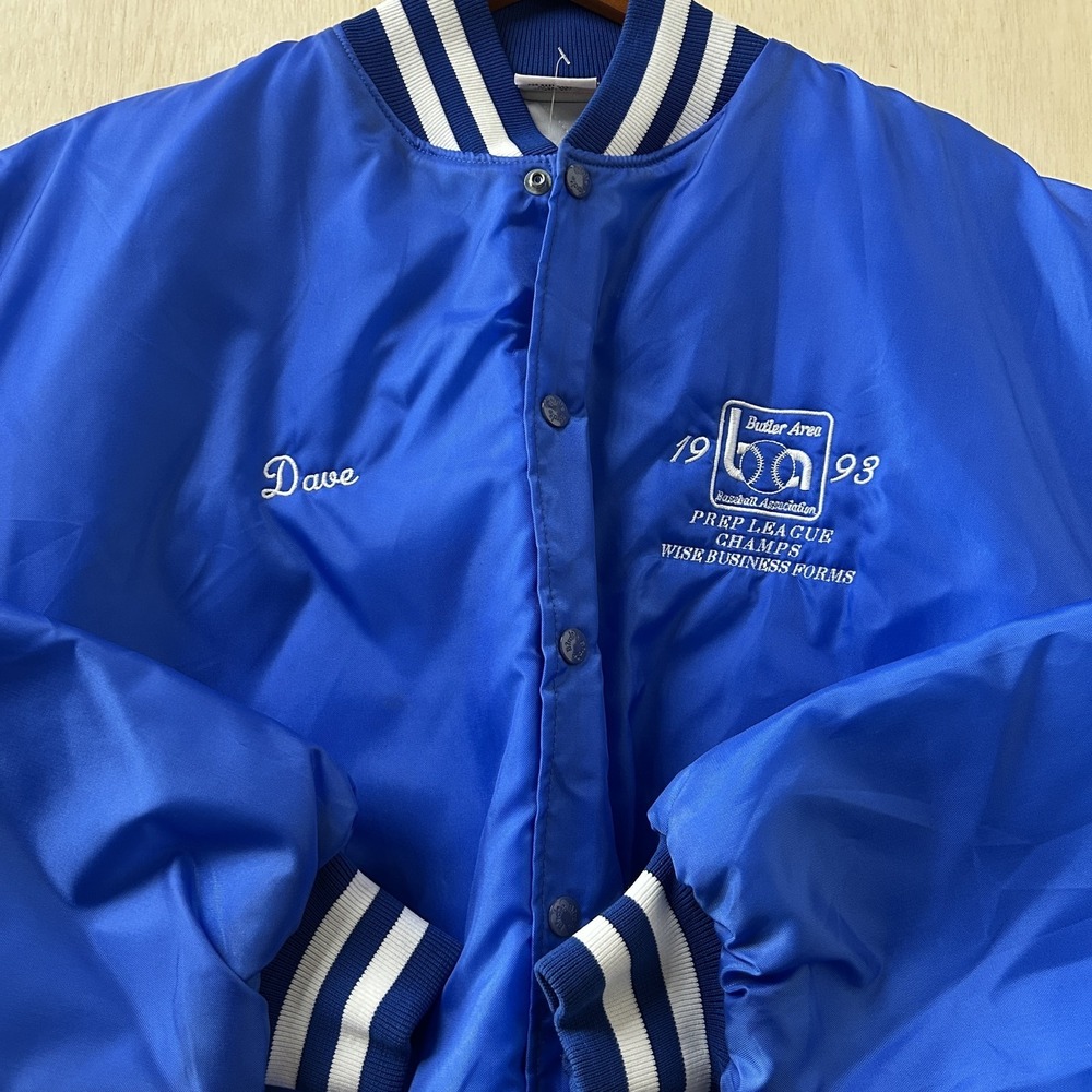 Vintage 90s Butler Area Baseball Assoc Jacket Mens XL Blue Birdie 1993 Champs